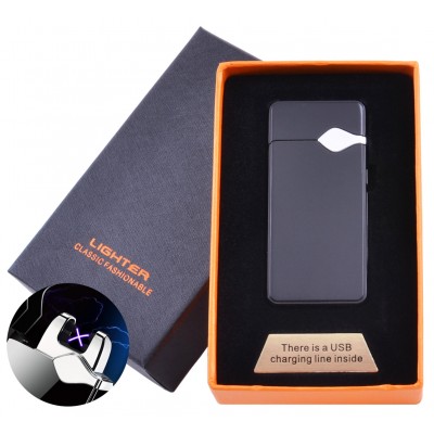 Электроимпульсная зажигалка в подарочной коробке Lighter (USB) №5004 Black