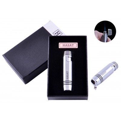 Зажигалка в подарочной коробке HASAT (Острое пламя) №4316 Silver