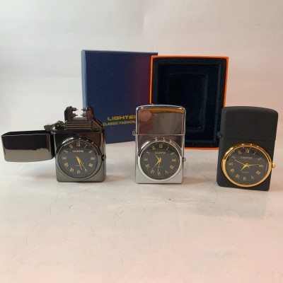 Электрическая USB-зажигалка с двойной дуговой плазмой и встроенными часами 