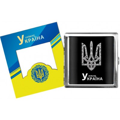 Портсигар на 20 сигарет металлический Герб Украины YH-12-3