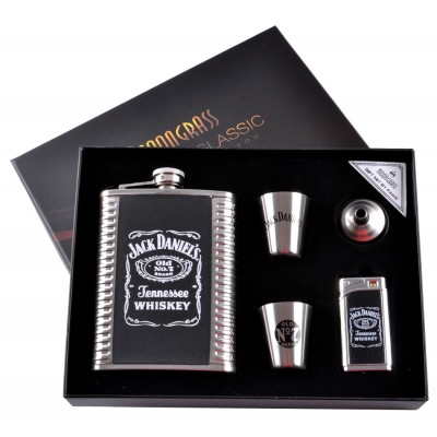 Подарочный набор 5в1 фляга, 2 рюмки, лейка, зажигалка газовая Jack Daniels DJH-1542