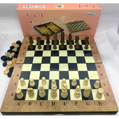 Игровой набор 3в1 нарды шахматы и шашки (40х40 см) №8319