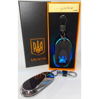 Электрическая зажигалка - брелок Украина (с USB-зарядкой и подсветкой⚡️) HL-473 Silver