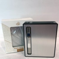 Металлический портсигар с турбо-зажигалкой Dinghao HL-536 Silver