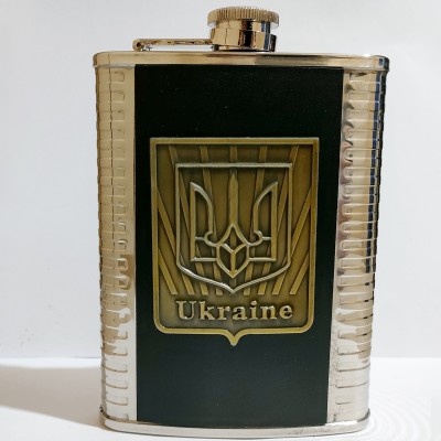 Патриотическая фляга с гербом Украины и надписью Ukraine (10 oz) GT-SG10oz