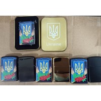 Зажигалка бензиновая в подарочной коробке Герб Украины 