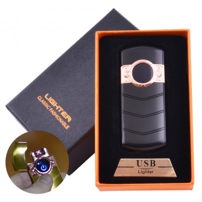Электроимпульсная зажигалка в подарочной коробке LIGHTER (USB) HL-123 Black