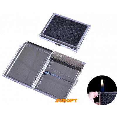 Портсигар на 10 сигарет с зажигалкой DINGHAO (Обычное пламя) №3101-1 Портсигар на 10 сигарет с зажигалкой DINGHAO (Обычное пламя) №3101-1