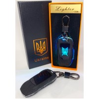 Электрическая зажигалка - брелок Украина (с USB-зарядкой и подсветкой⚡️) HL-471 Black mate