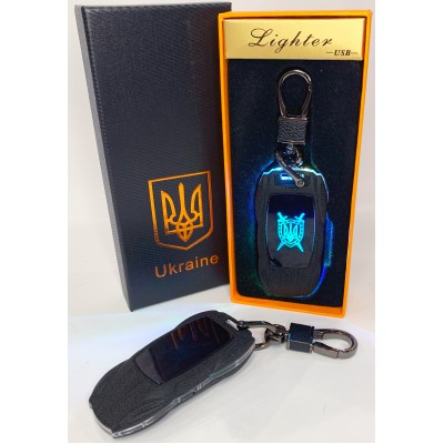Электрическая зажигалка - брелок Украина (с USB-зарядкой и подсветкой⚡️) HL-471 Black mate