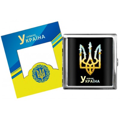 Портсигар на 20 сигарет металлический Герб Украины YH-12-1