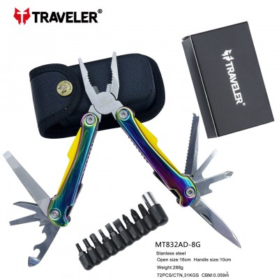 Многофункциональный нож (мультитул) с комплектом бит Traveler 16,2см MT832AD-8G