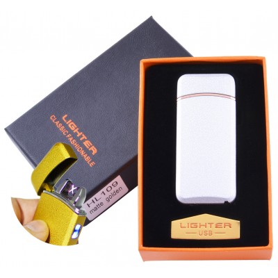 Электроимпульсная зажигалка в подарочной коробке Lighter №HL-109 White