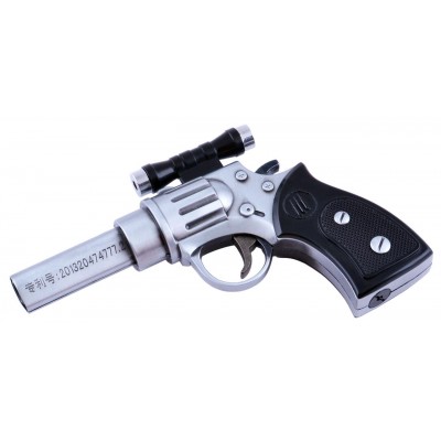 Зажигалка газовая Пистолет Револьвер с лазером (Острое пламя) №4428