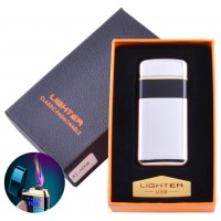 Электроимпульсная зажигалка в подарочной коробке Lighter (USB) №5006 Silver