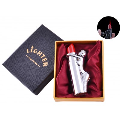 Зажигалка в подарочной коробке Девушка на Помаде (Турбо пламя) №XT-62 Silver