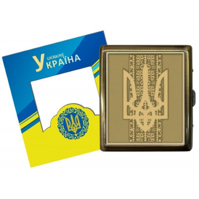 Портсигар на 20 сигарет металлический Герб Украины YH-17