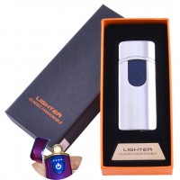 USB зажигалка в подарочной упаковке Lighter (Спираль накаливания) №HL-42 Silver