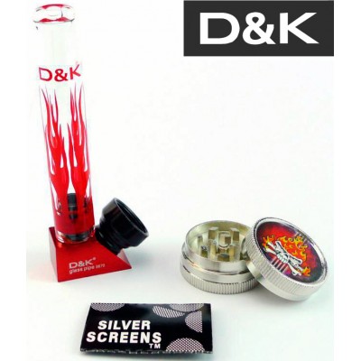 Стеклянный вапорайзер D&K Трубка (9см) / гриндер / сетки для курения☘️ DK-7072