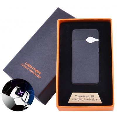 Электроимпульсная зажигалка в подарочной коробке Lighter (USB) №5004 Black (Матовая)