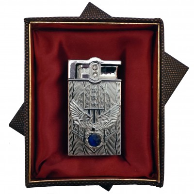 Газовая турбо-зажигалка с орлом и синим камнем в подарочной коробке D753 Газовая турбо-зажигалка с орлом и синим камнем в подарочной коробке D753