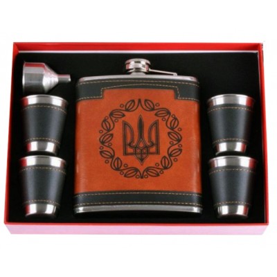 Подарочный набор MOONGRASS 6в1 с флягой, рюмками, лейкой UKRAINE