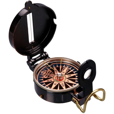 Магнитный туристический компас в металлическом корпусе с фиксацией стрелки
