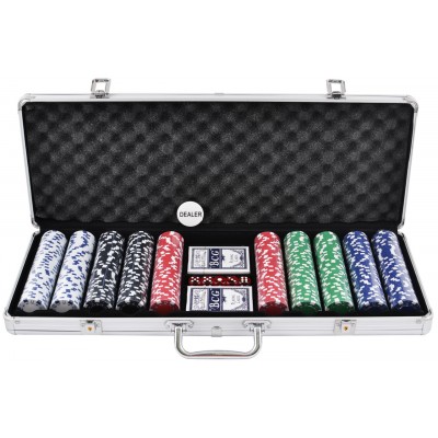 Покерный набор в алюминиевом кейсе на 500 фишек (62x21x8 см) ⚠️ Уцененный товар: Повреждён кейс ⚠️ №500