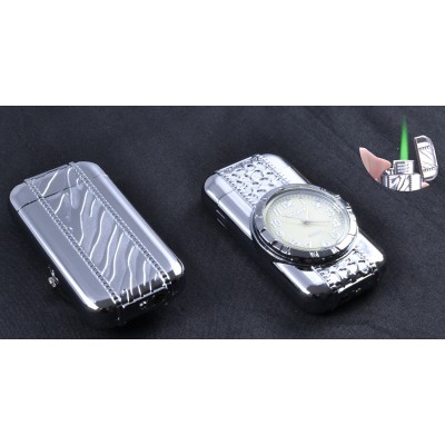 Зажигалка карманная с часами Сердечко (Турбо пламя) №XT-3922 Silver