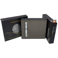 Портсигар на 20 сигарет с зажигалкой и электро прикуривателем⚡️(USB) HL-425 Black