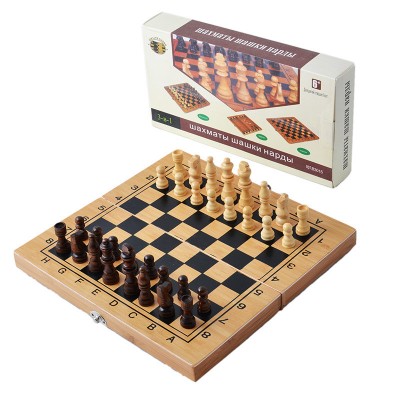 Игровой набор 3в1 Нарды, Шахматы, Шашки (29х29 см) B3015