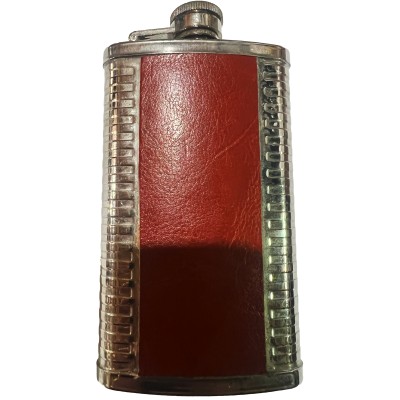 Металлическая фляга с кожаной вставкой, 6oz HA-6