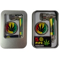 Набор для курения 3в1 'Legalize ☘️' Гриндер, Трубка, Сетки HL-553-2