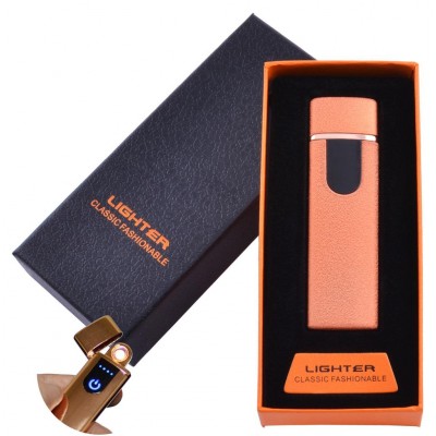 USB зажигалка в подарочной упаковке Lighter (Спираль накаливания) №HL-49 Orange