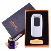 Электроимпульсная зажигалка в подарочной упаковке Lighter (Двойная молния, USB) HL-40 Silver