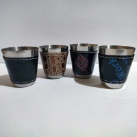 Металлическая стопка с кожаной оплёткой D770