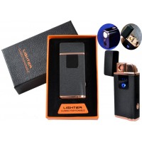 USB - Газовая Зажигалка (острое пламя + спираль накаливания) индикатор заряда, фонарь, тряска HL-253 Black