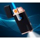 USB - Газовая Зажигалка (острое пламя + спираль накаливания) индикатор заряда, фонарь, тряска HL-253 Black