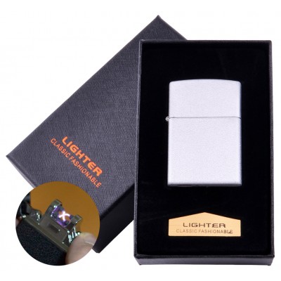 Электроимпульсная зажигалка в подарочной коробке LIGHTER (USB) №HL-137 White