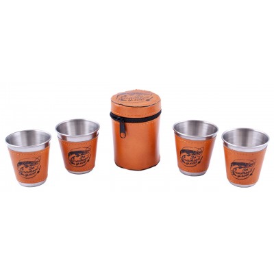 Рюмки в кожаном чехле За богатый улов (4 шт) PM-21-1 Рюмки в кожаном чехле За богатый улов (4 шт) PM-21-1