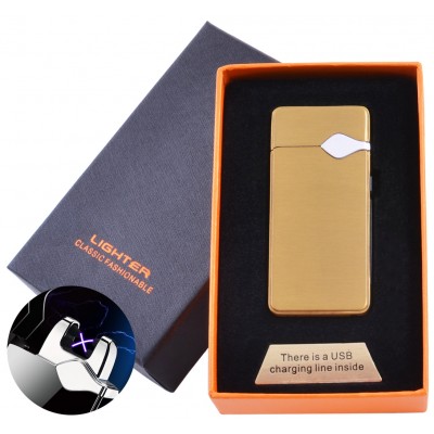 Электроимпульсная зажигалка в подарочной коробке Lighter (USB) №5004 Gold