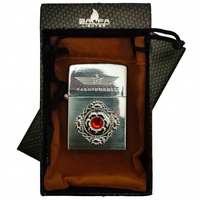 Газовая турбо-зажигалка Fashionable с красным камнем D757 Газовая турбо-зажигалка Fashionable с красным камнем D757