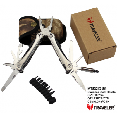 Многофункциональный нож (мультитул) с комплектом бит Traveler 16,2см (72шт/ящ) MT832ID-8G