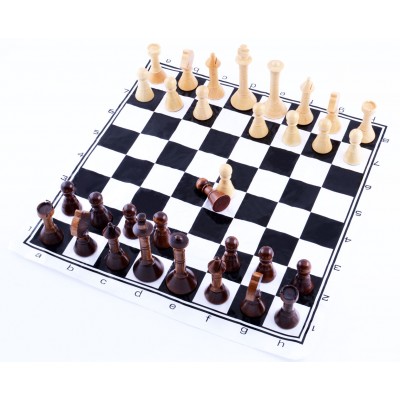 Шахматы дорожные с мягкой доской деревянные W-035
