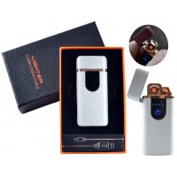 USB - Газовая Зажигалка (Турбо пламя + спираль накаливания) индикатор заряда HL-248 Silver sand
