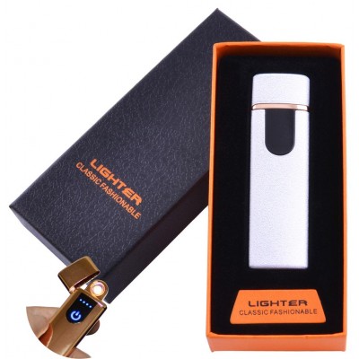 USB зажигалка в подарочной упаковке Lighter (Спираль накаливания) №HL-49 White