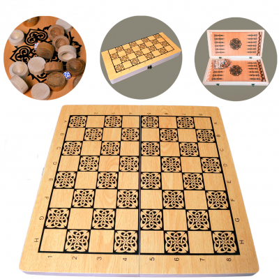 Игровой набор 2 в 1: шашки и нарды (деревянные) R-609