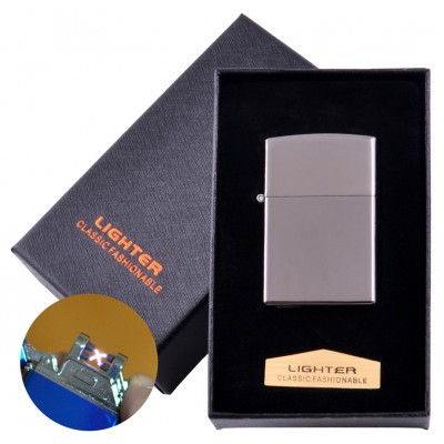 Электроимпульсная зажигалка в подарочной коробке LIGHTER (USB) №HL-136 Black
