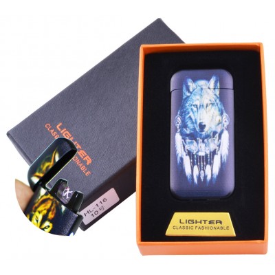 Электроимпульсная зажигалка в подарочной коробке Wolf №HL-116-4