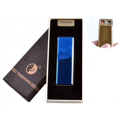 USB зажигалка в подарочной упаковке (Две спирали накаливания) №4863 Синий